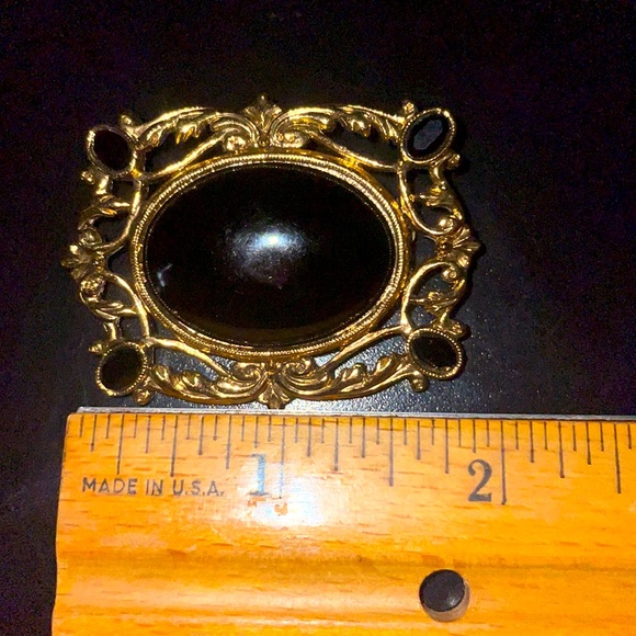 1928 Gold and Black Rectangle Brooch - Picture 11 of 12
